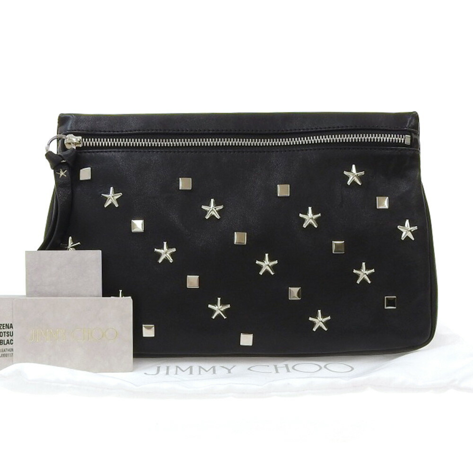 Jimmy Choo Zena Studs Clutch Bag Leather Black